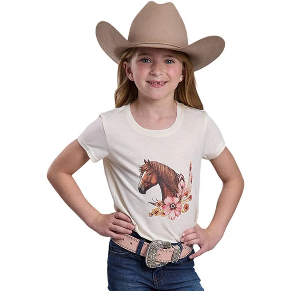 Roper - Girls Spring III Five Star Cream Jersey Knit Short Sleeve T-Shirt - Image 2