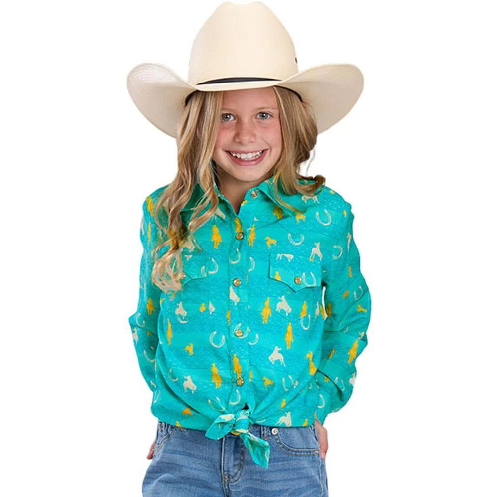 Roper - Girls Summer II Five Star Vintage Aztec Print Long Sleeve Western Blouse - Image 2