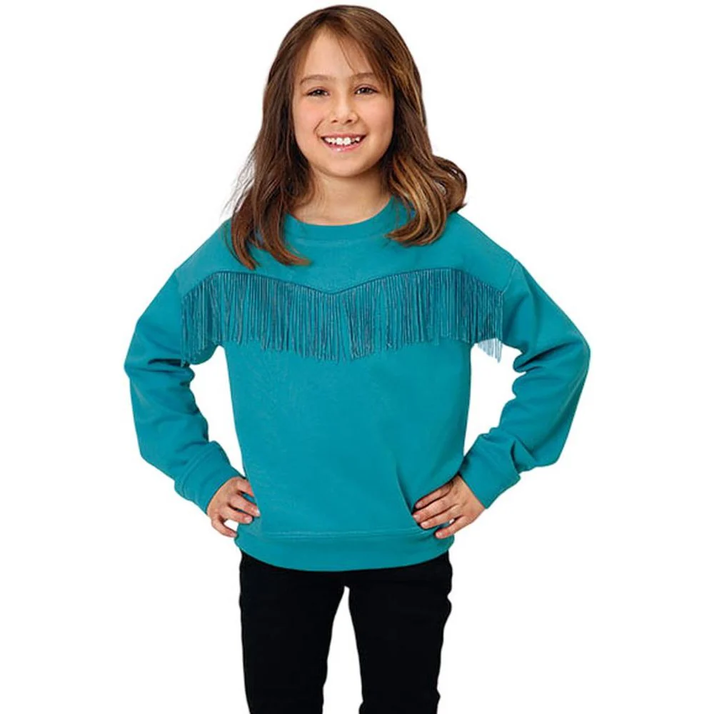 Roper - Girls Turquoise Fleece Long Sleeve Pullover
