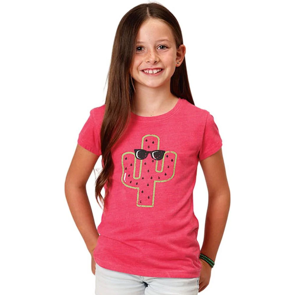 Roper - Girls Watermelon Pink Jersey Knit Short Sleeve T-Shirt - Image 2