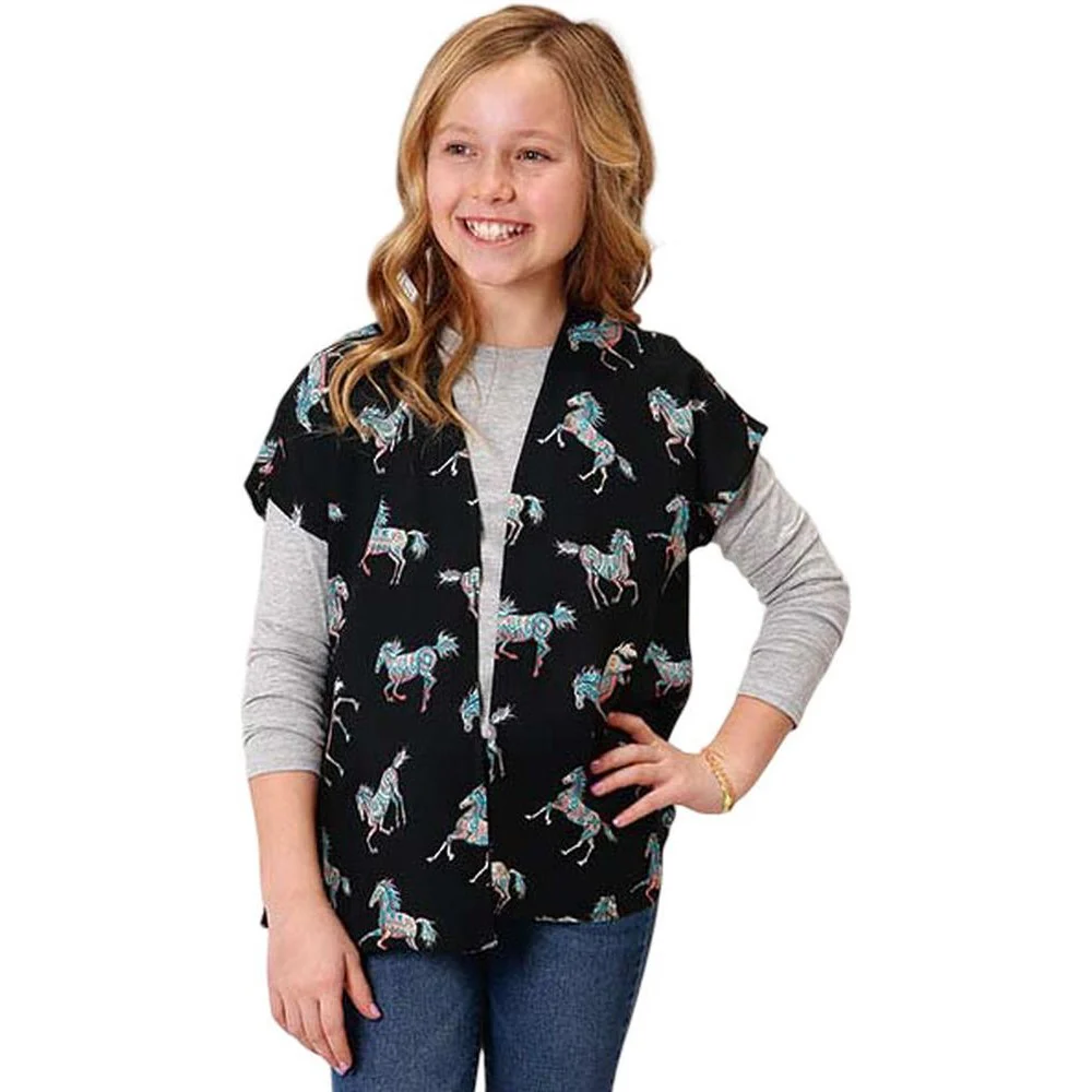 Roper - Girls Wild Horse Printed Rayon Poncho - Image 2
