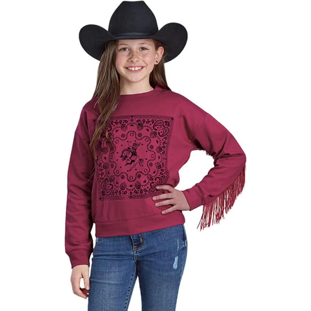 Roper - Girls Wine Fleece Long Sleeve Sweatshirt - Image 2