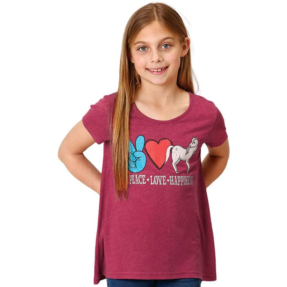 Roper - Girls Wine Jersey Knit Short Sleeve Swing T-Shirt - Image 2