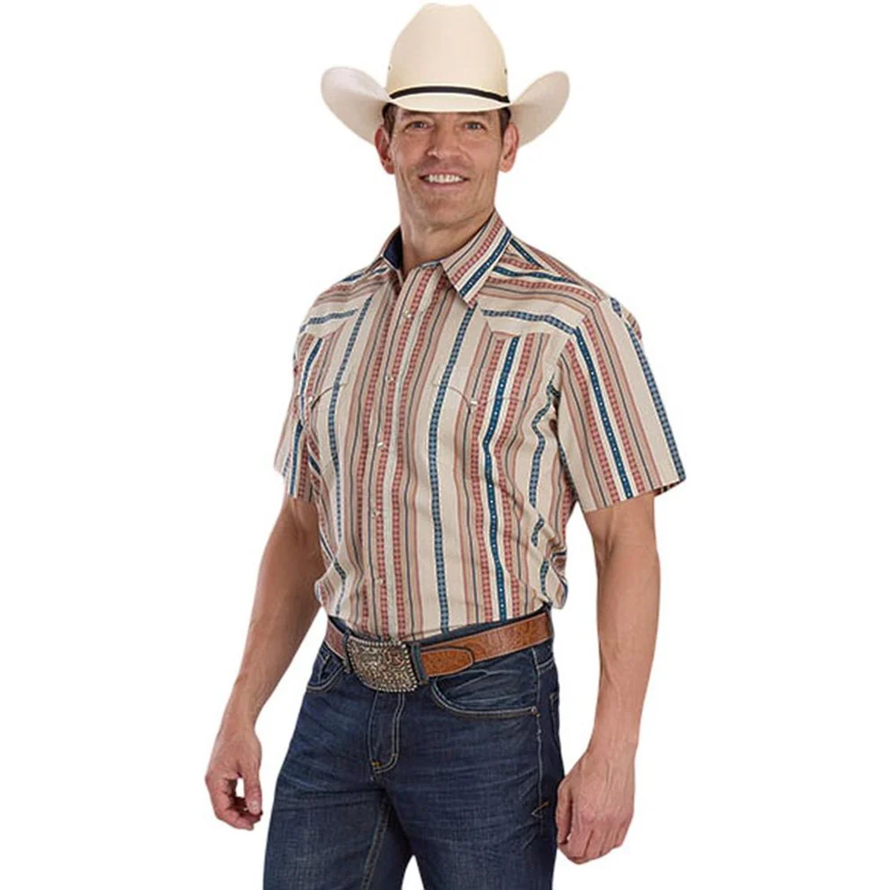 Roper - Men Vertical Aztec Print Short Sleeve Shirt
