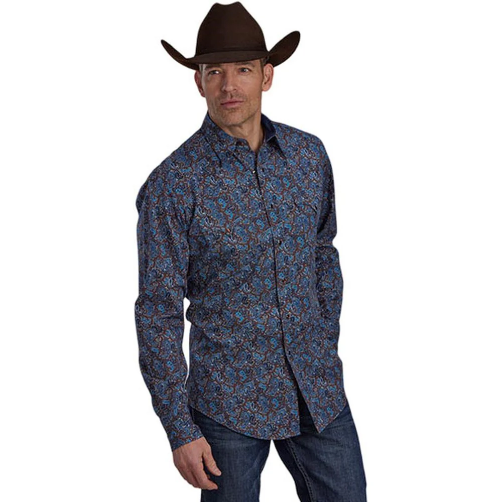 Roper - Men Western Printed Poplin Long Sleeve Shirt