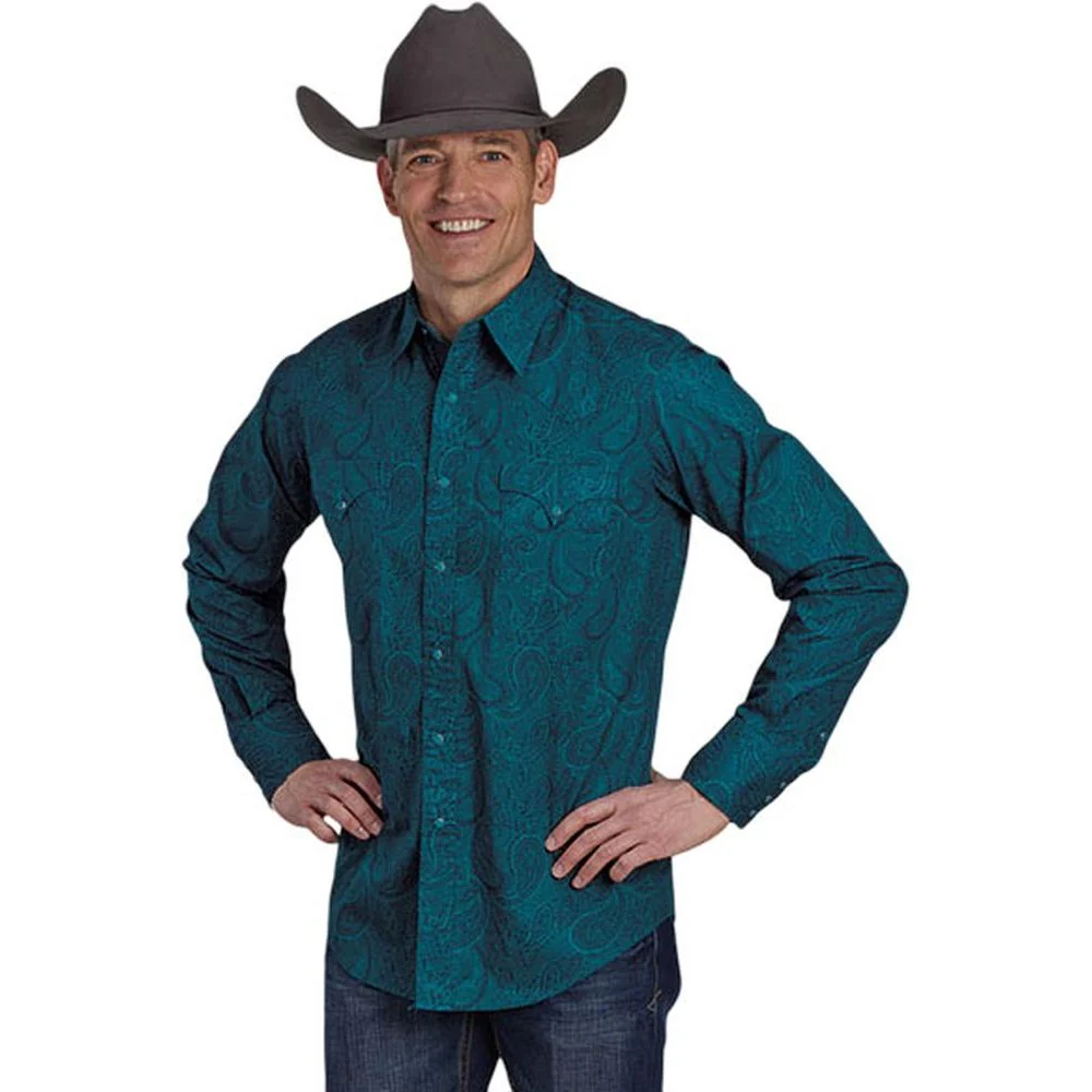 Roper - Men Western Style Printed Poplin Long Sleeve Shirt - Image 2