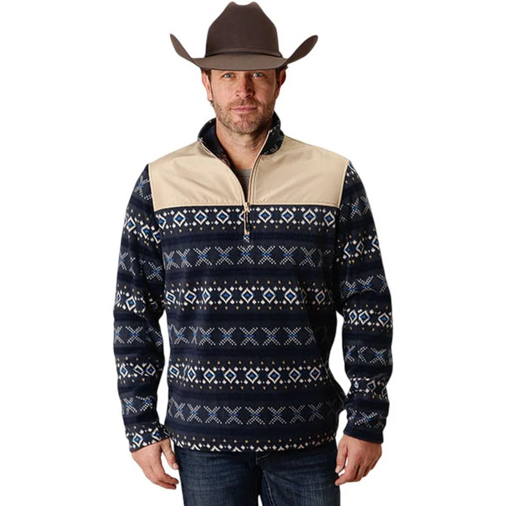 Roper - Mens Active Top Micro Fleece Pullover Quarter Zip - Image 2