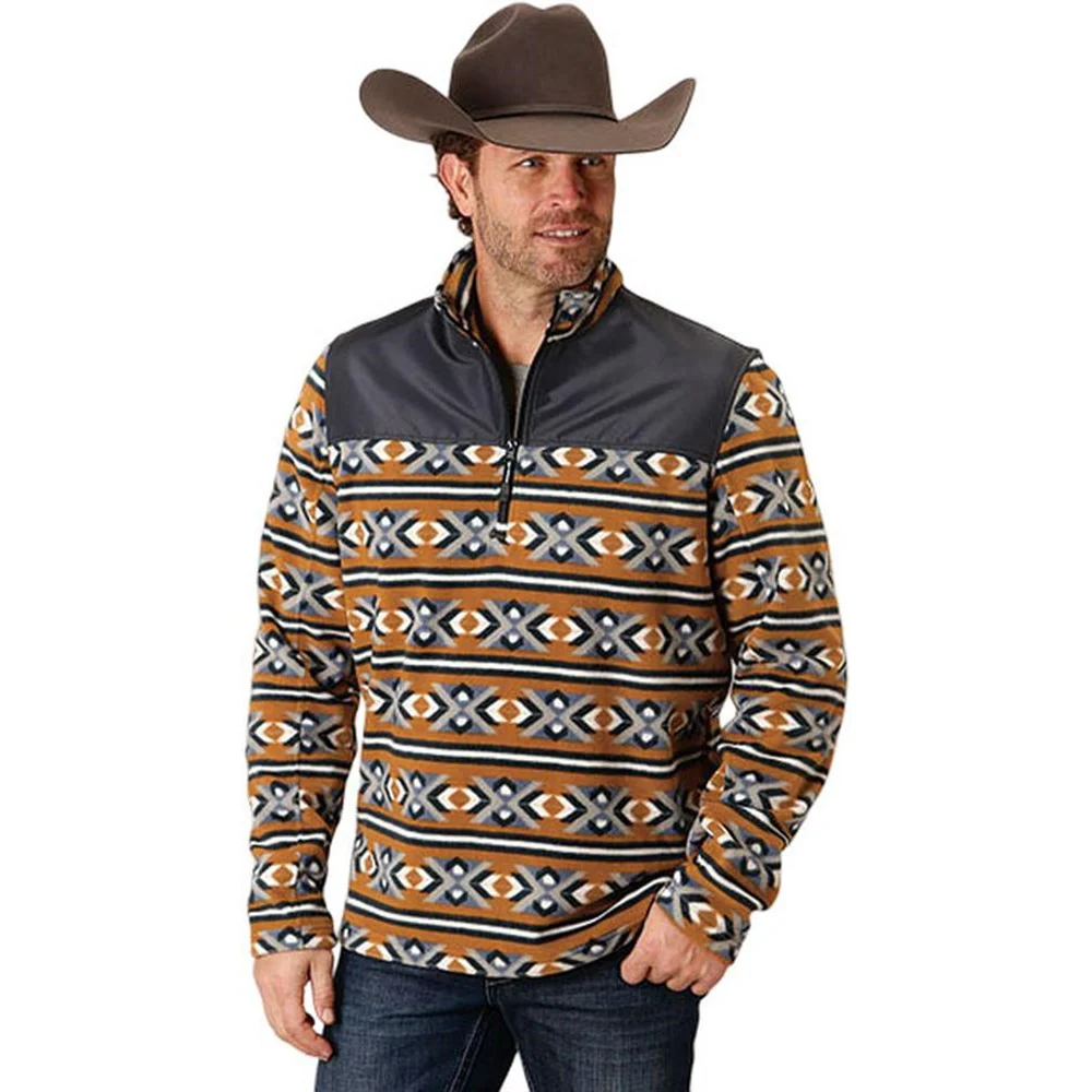 Roper - Mens Active Top Micro Fleece Pullover Quarter Zip