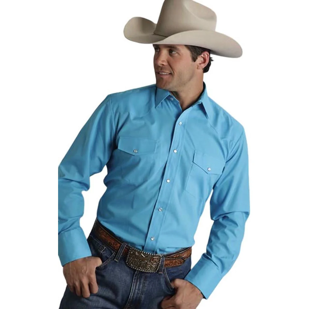 Roper - Mens In-Stock Solid Long Sleeve Western Shirt - Image 2