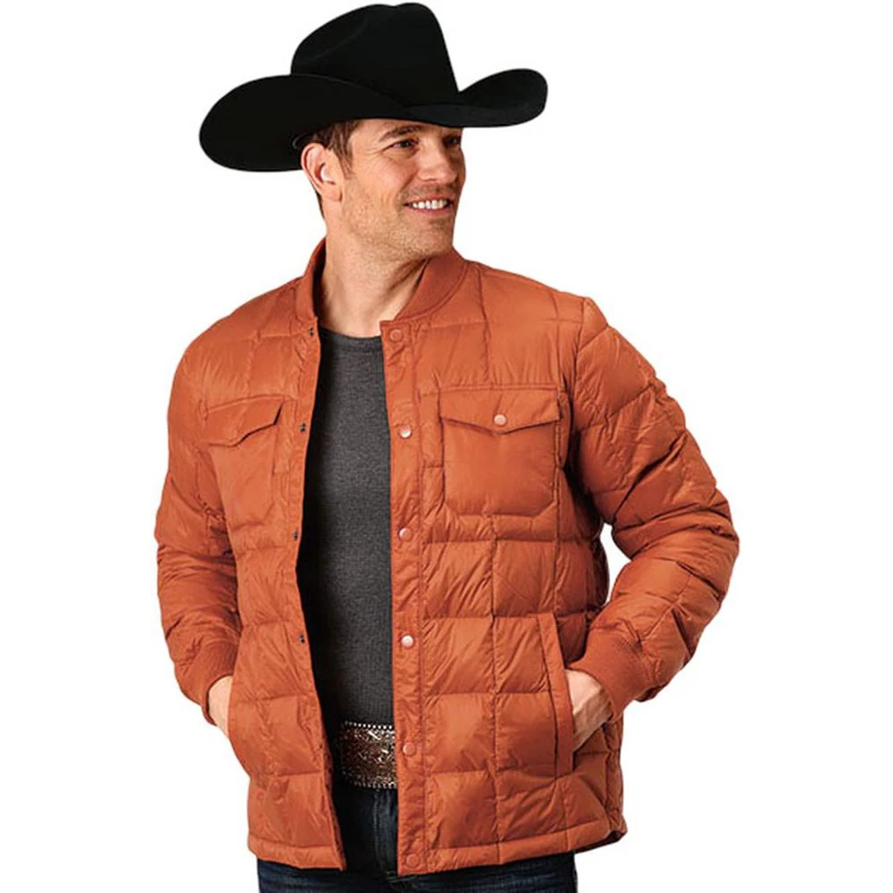 Roper - Mens Jacket Lightweight Parachute Nylon Down Filled Quilted Snap Front