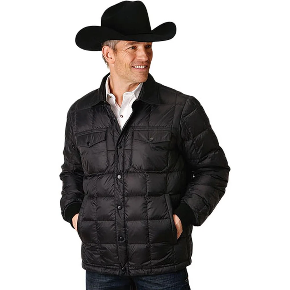 Roper - Mens Jacket Lightweight Parachute Nylon Down Filled Quilted Snap Front - Image 2