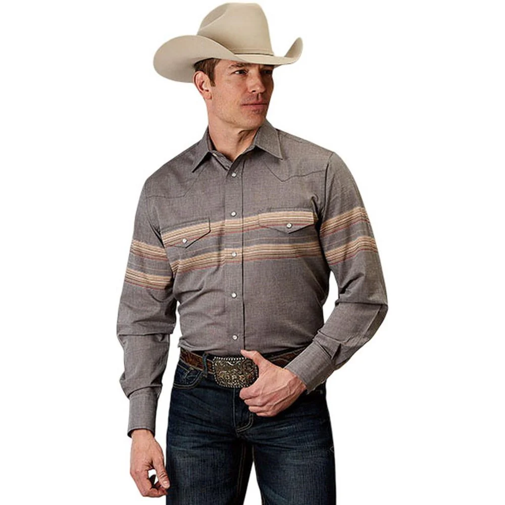 Roper - Mens Karman Classics Border Stripe Long Sleeve Shirt - Image 2