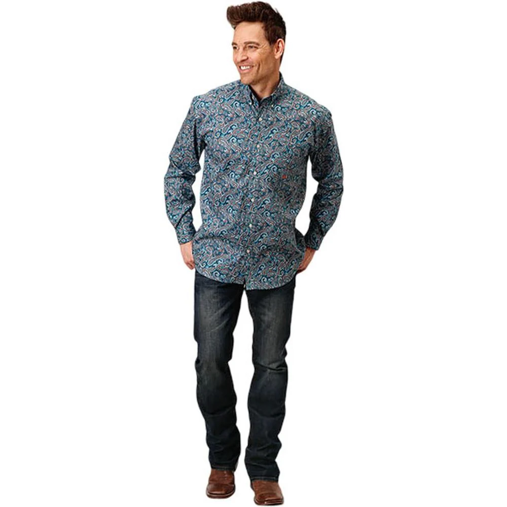 Roper - Mens Long Sleeve Shirt Amarillo Autumn Sky Western - Image 2