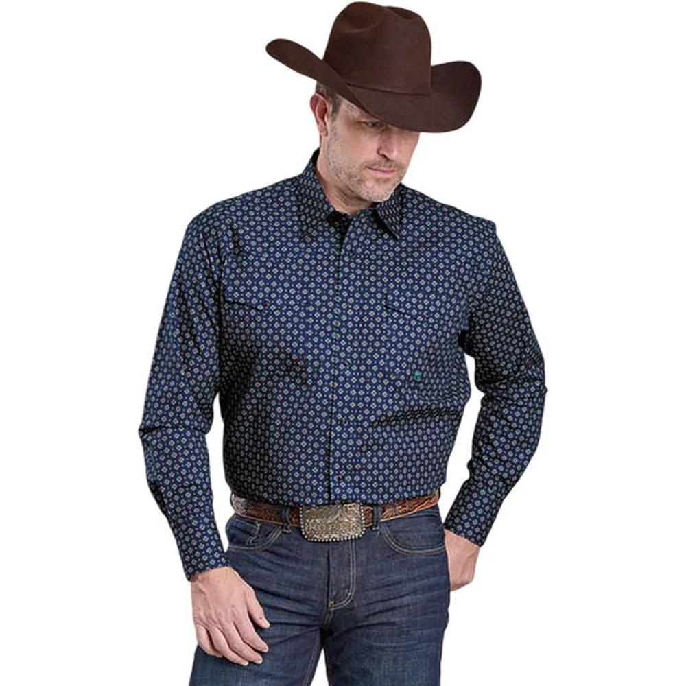 Roper - Mens Long Sleeve Shirt Amarillo Blue Jay Western - Image 2