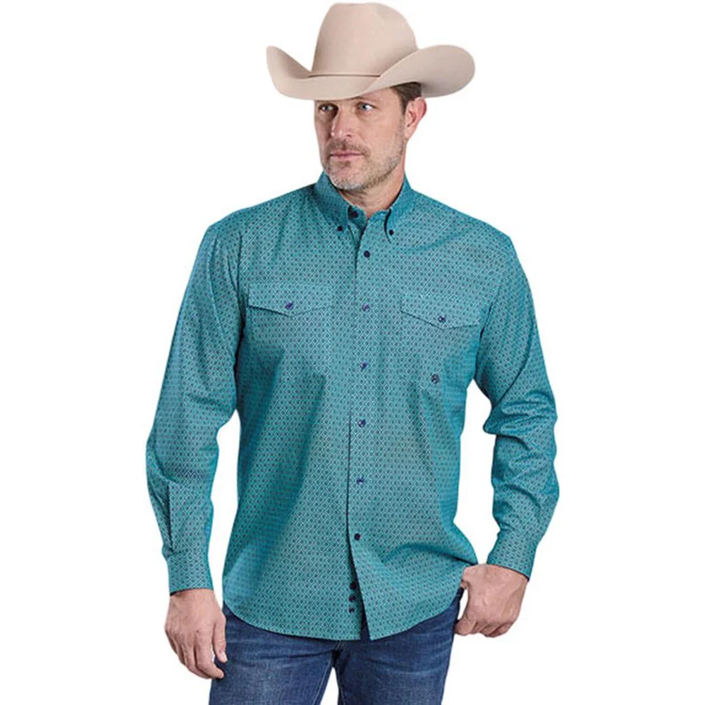 Roper - Mens Long Sleeve Shirt Amarillo Blue Jay Western - Image 2