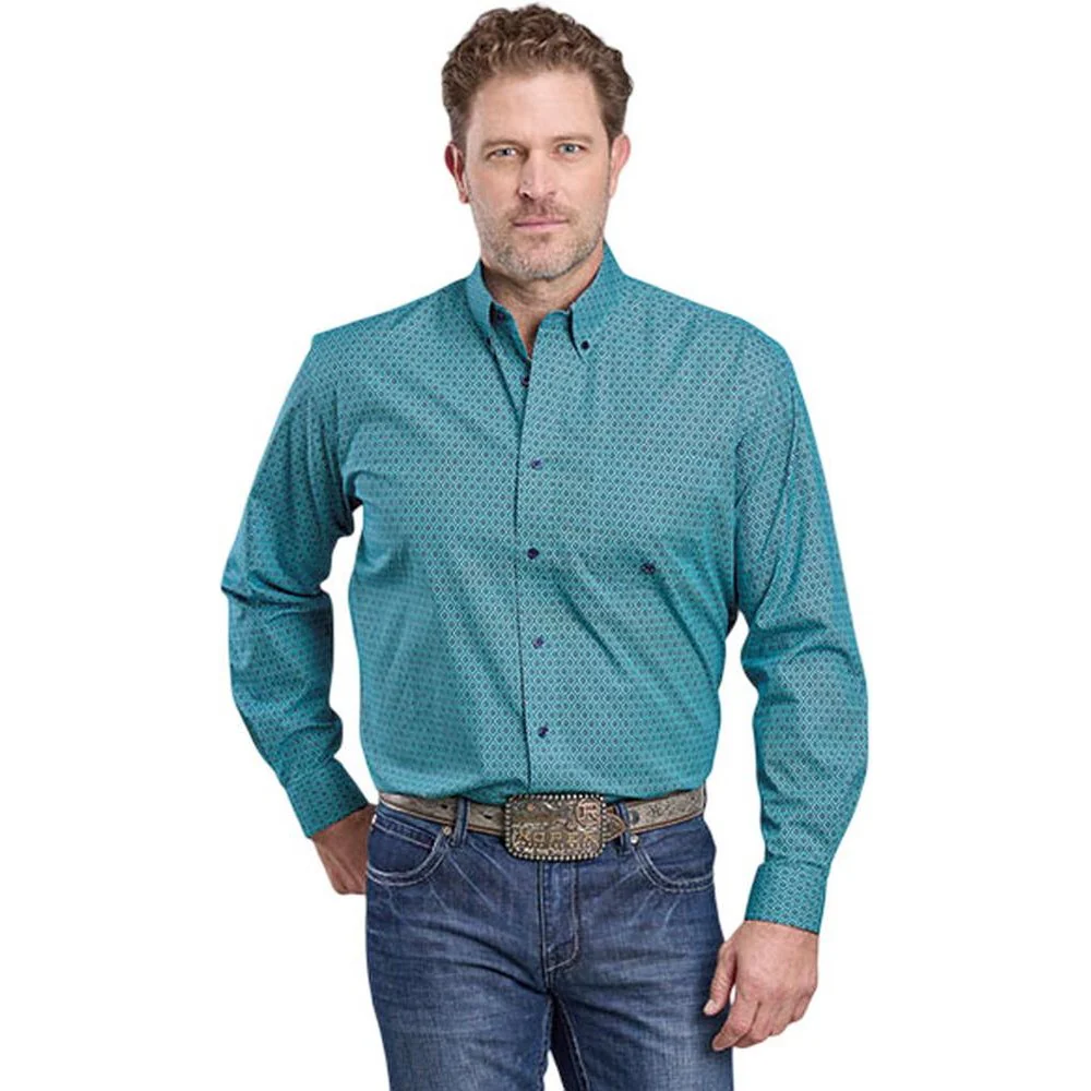 Roper - Mens Long Sleeve Shirt Amarillo Blue Jay Western