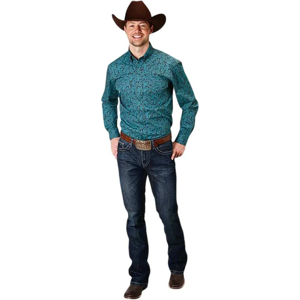 Roper - Mens Long Sleeve Shirt Amarillo Chocolate Agave Western - Image 2