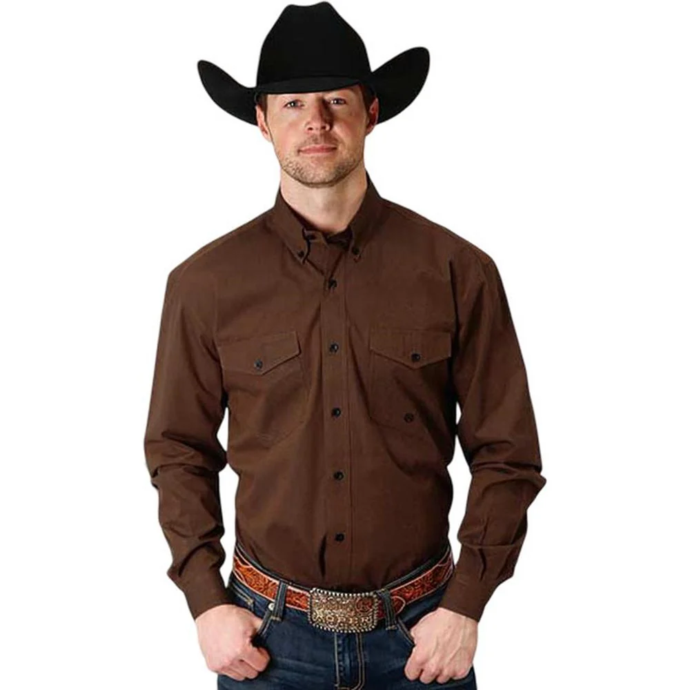 Roper - Mens Long Sleeve Shirt Amarillo Chocolate Agave Western - Image 2