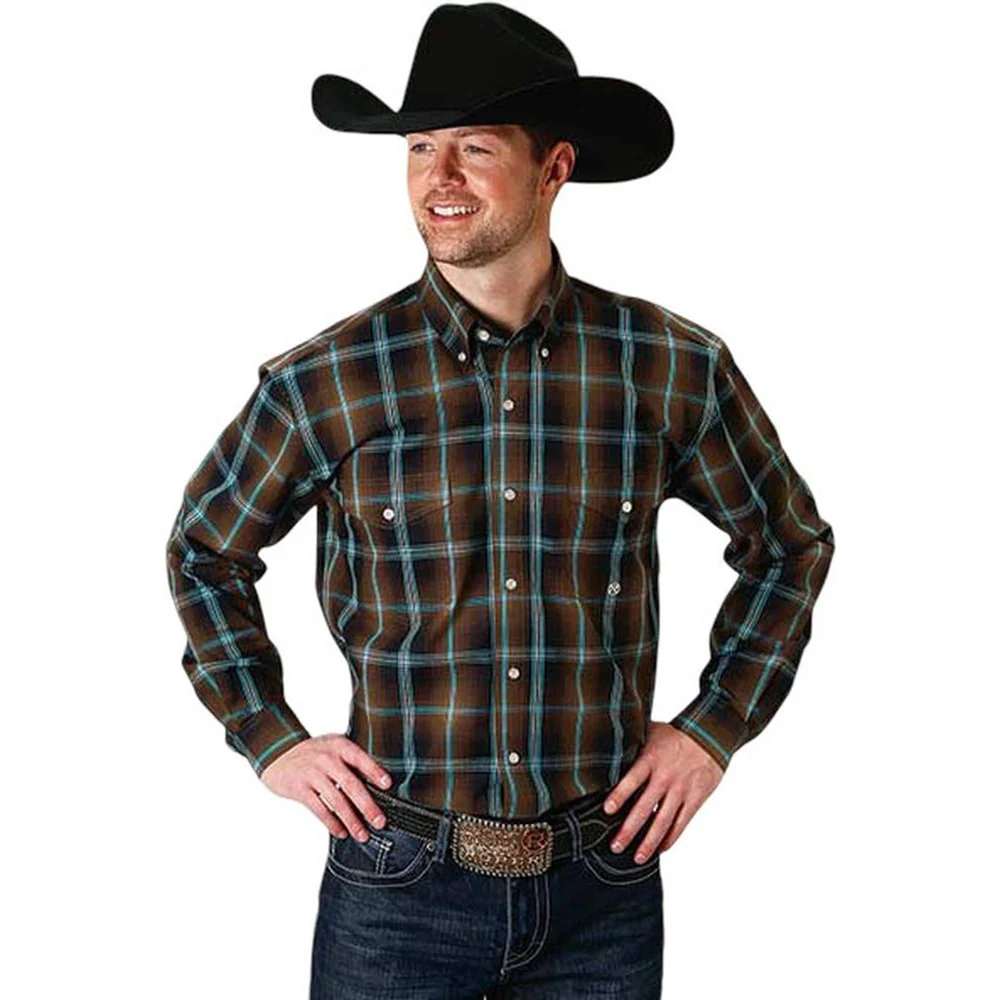 Roper - Mens Long Sleeve Shirt Amarillo Chocolate Agave Western - Image 2