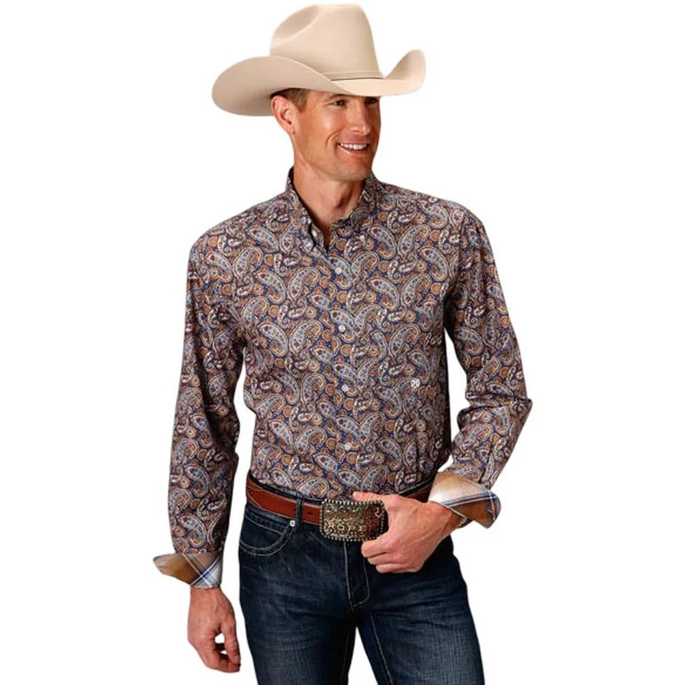 Roper - Mens Long Sleeve Shirt Amarillo Country Roads Western - Image 2