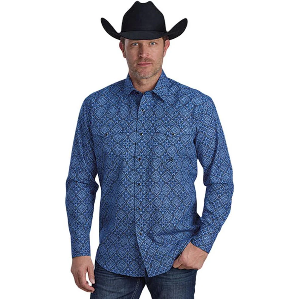 Roper - Mens Long Sleeve Shirt Amarillo Deep Cobalt Western