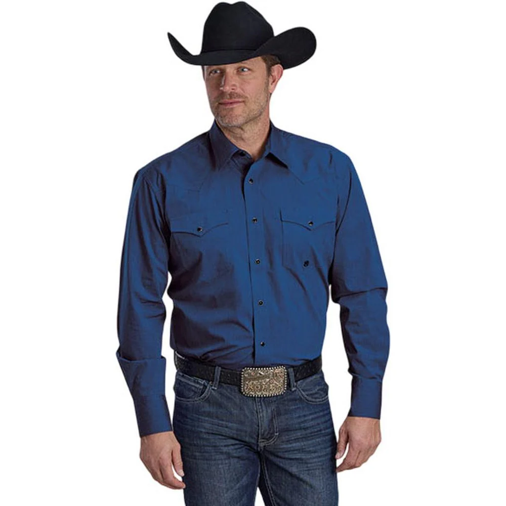 Roper - Mens Long Sleeve Shirt Amarillo Deep Cobalt Western