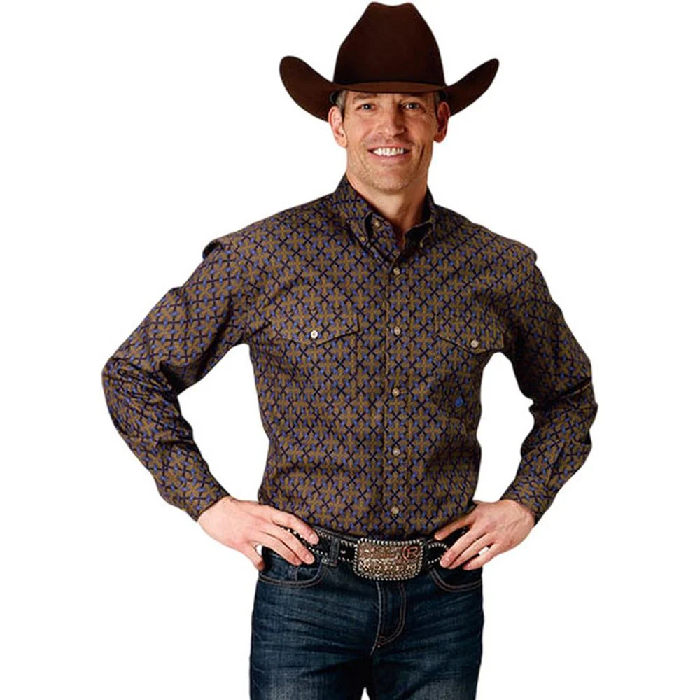 Roper - Mens Long Sleeve Shirt Amarillo Denim Western - Image 2