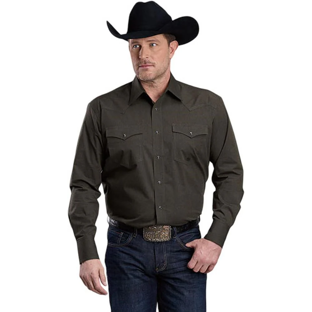 Roper - Mens Long Sleeve Shirt Amarillo Evergreen Western
