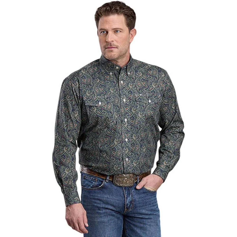Roper - Mens Long Sleeve Shirt Amarillo Evergreen Western - Image 2