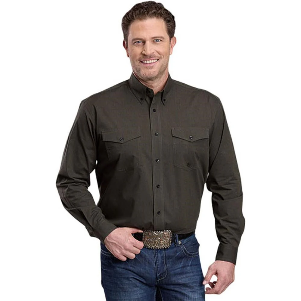 Roper - Mens Long Sleeve Shirt Amarillo Evergreen Western