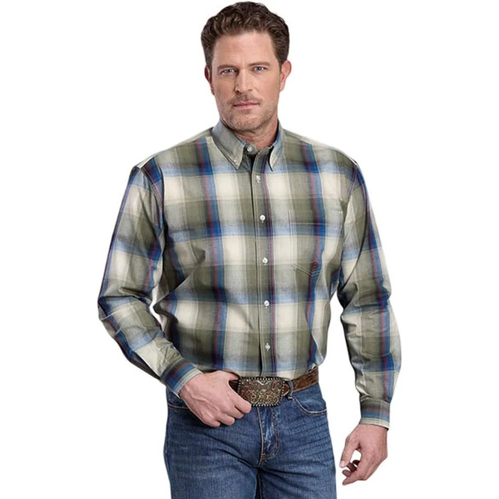 Roper - Mens Long Sleeve Shirt Amarillo Evergreen Western