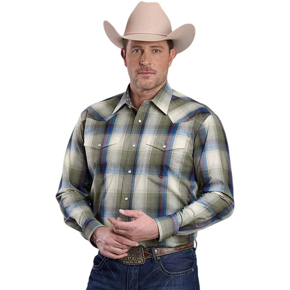 Roper - Mens Long Sleeve Shirt Amarillo Evergreen Western