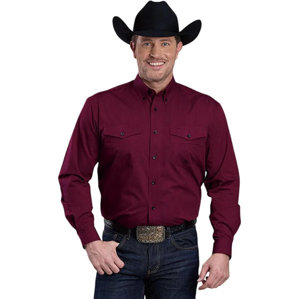 Roper - Mens Long Sleeve Shirt Amarillo Garnet Western