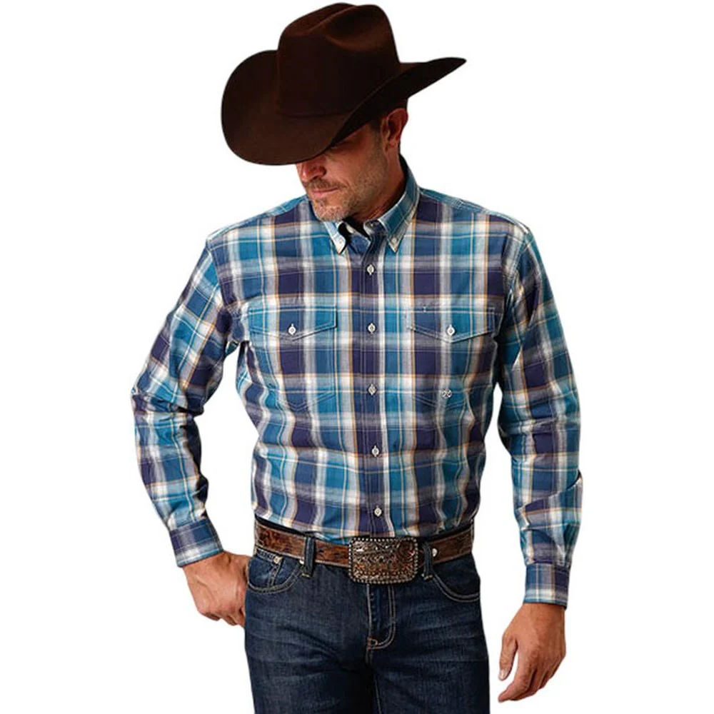 Roper - Mens Long Sleeve Shirt Amarillo Plum Ridge Western