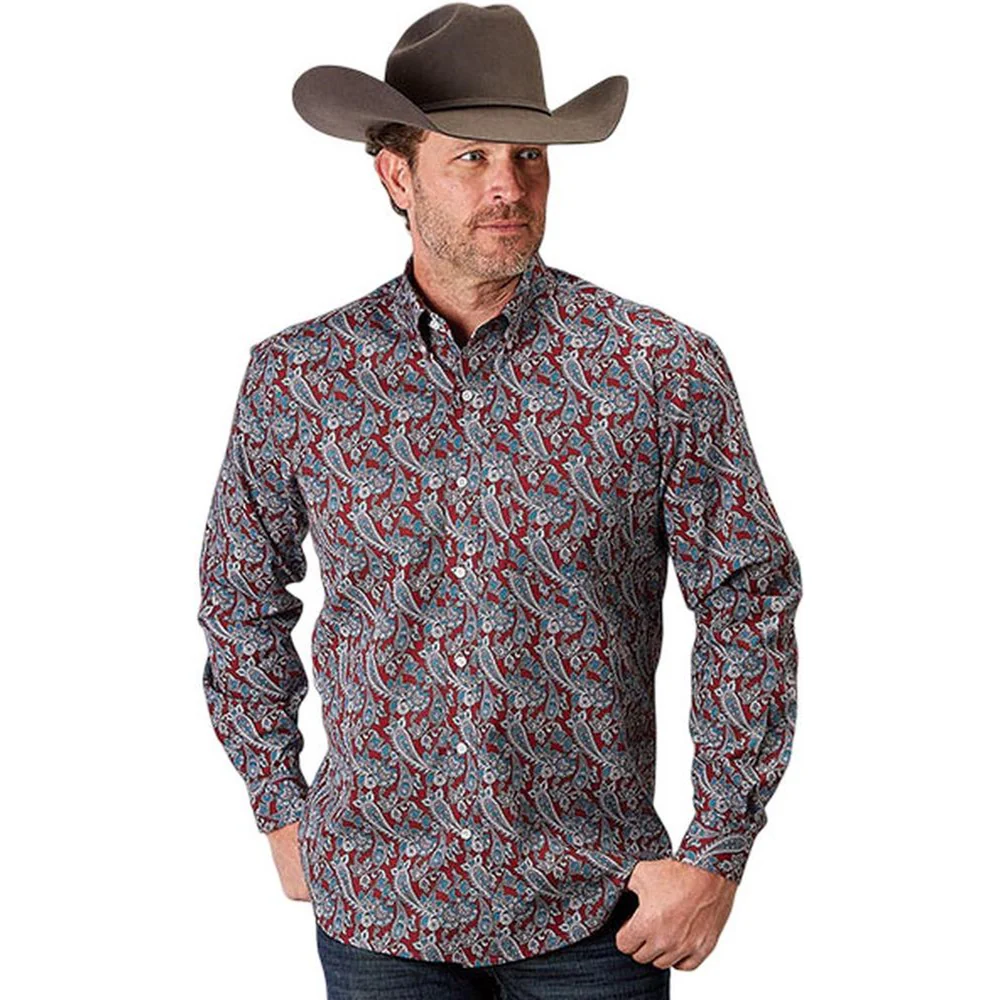 Roper - Mens Long Sleeve Shirt Amarillo Red River Western