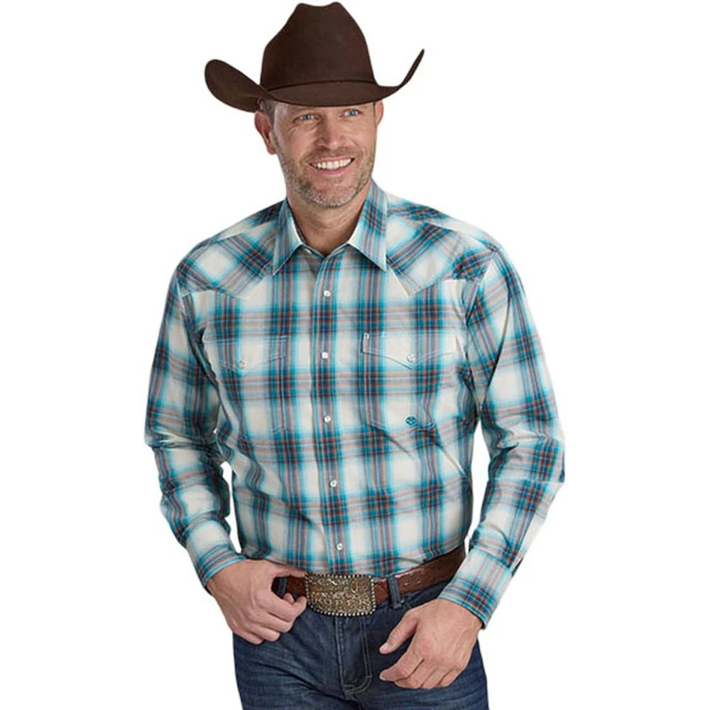 Roper - Mens Long Sleeve Shirt Amarillo Taos Turquoise Western - Image 2