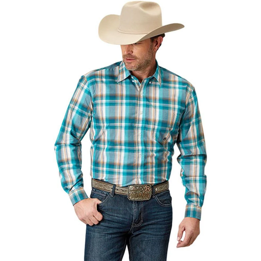 Roper - Mens Long Sleeve Shirt Amarillo Turquoise Lake Western - Image 2