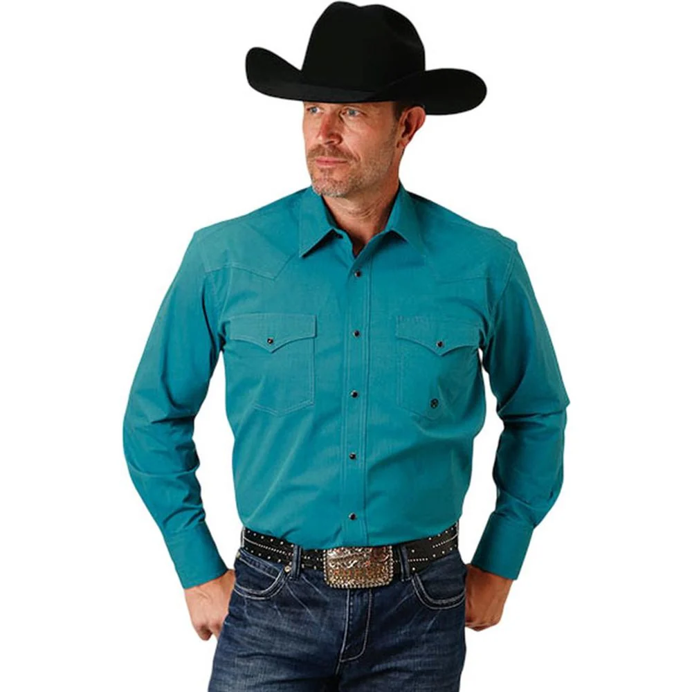 Roper - Mens Long Sleeve Shirt Amarillo Turquoise Trail Western