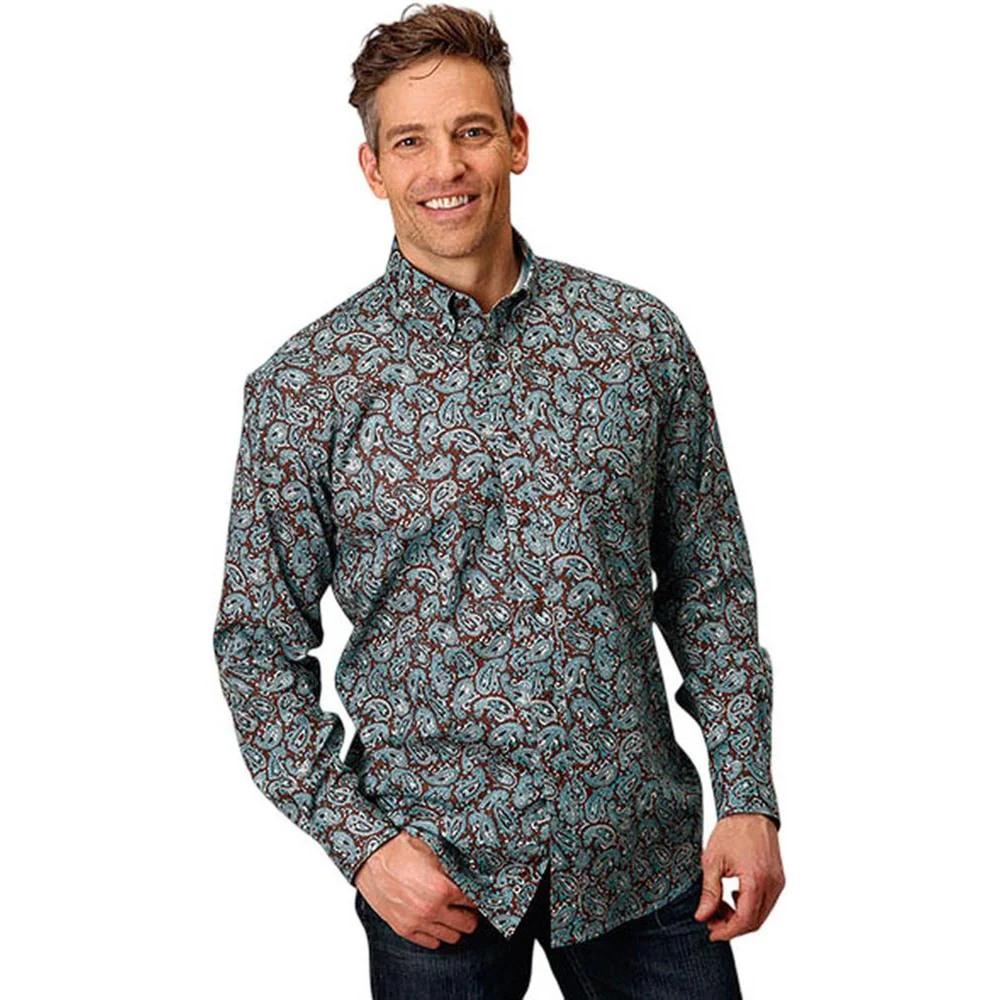 Roper - Mens Long Sleeve Shirt Amarillo Turquoise Trail Western
