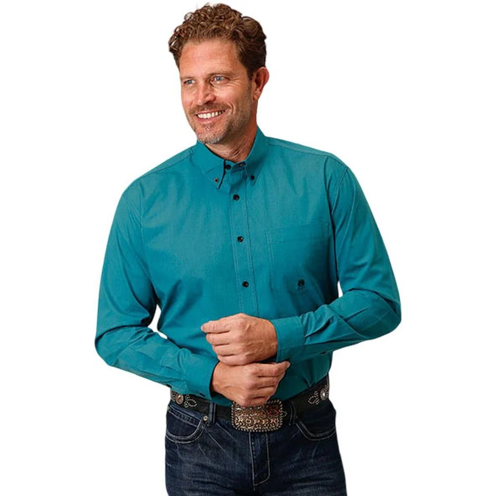 Roper - Mens Long Sleeve Shirt Amarillo Turquoise Trail Western - Image 2