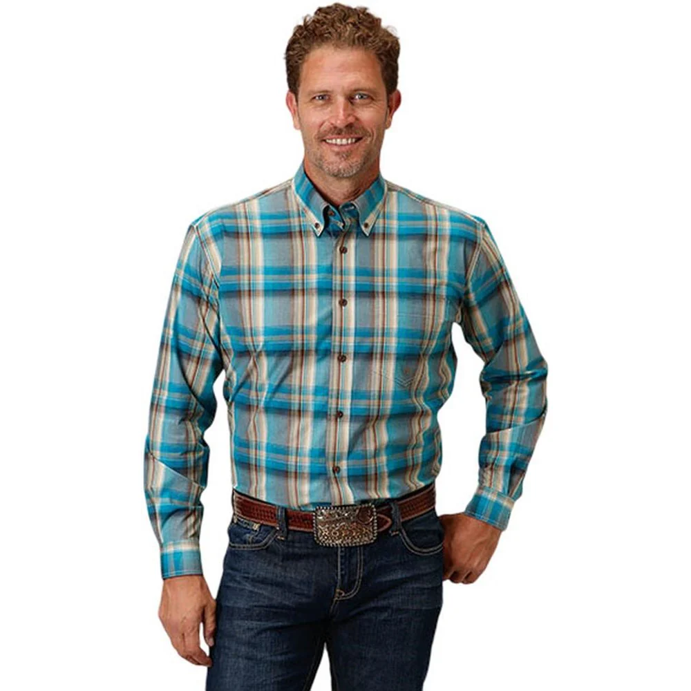 Roper - Mens Long Sleeve Shirt Amarillo Turquoise Trail Western
