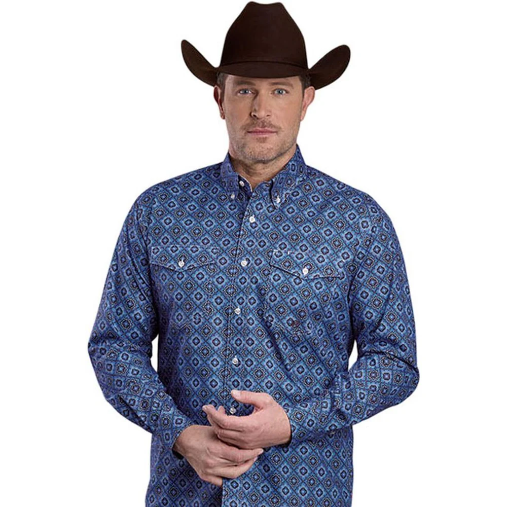 Roper - Mens Long Sleeve Shirt Amarillo Winter Sky Western
