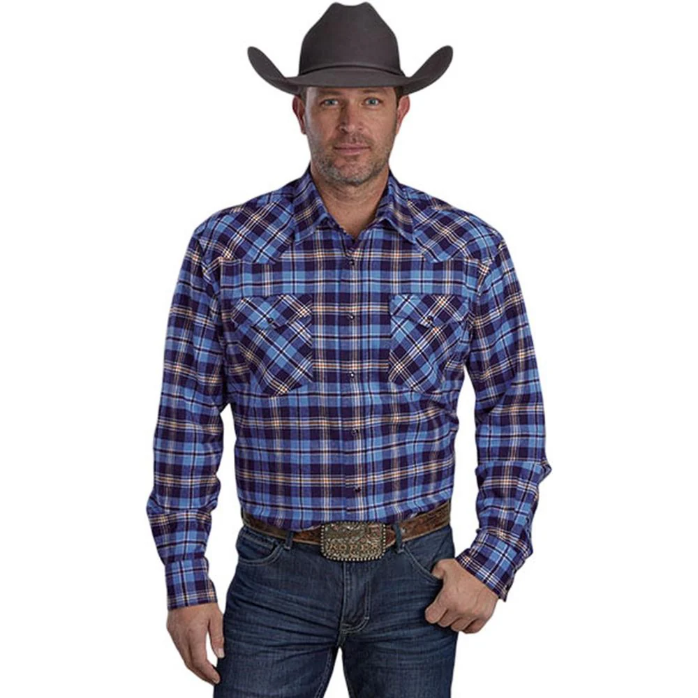 Roper - Mens Long Sleeve Shirt Flannel Unlined Western Snap