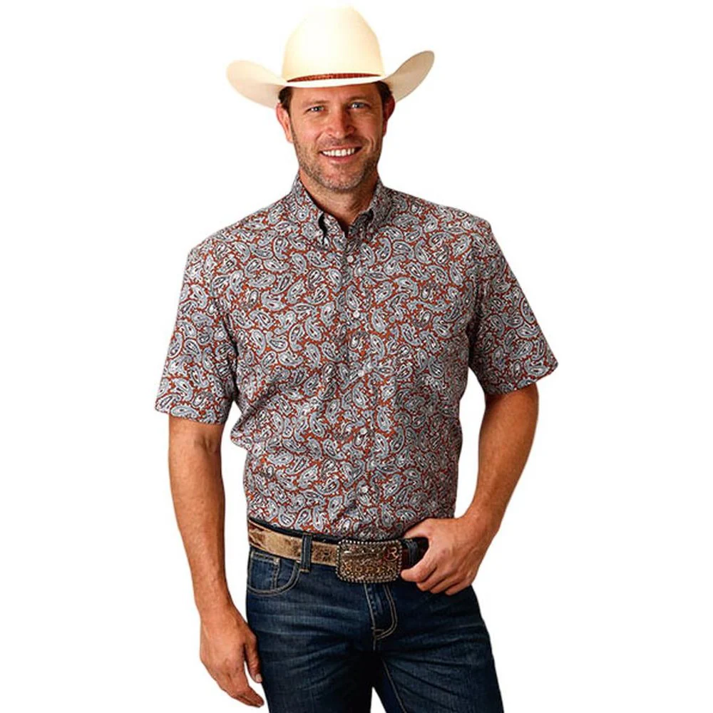 Roper - Mens Short Sleeve Shirt Amarillo Copper Spring Western - Image 2