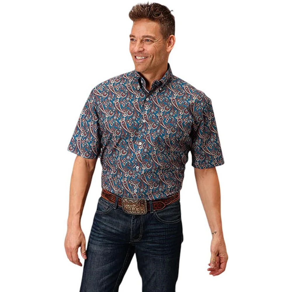 Roper - Mens Short Sleeve Shirt Amarillo Independence Western
