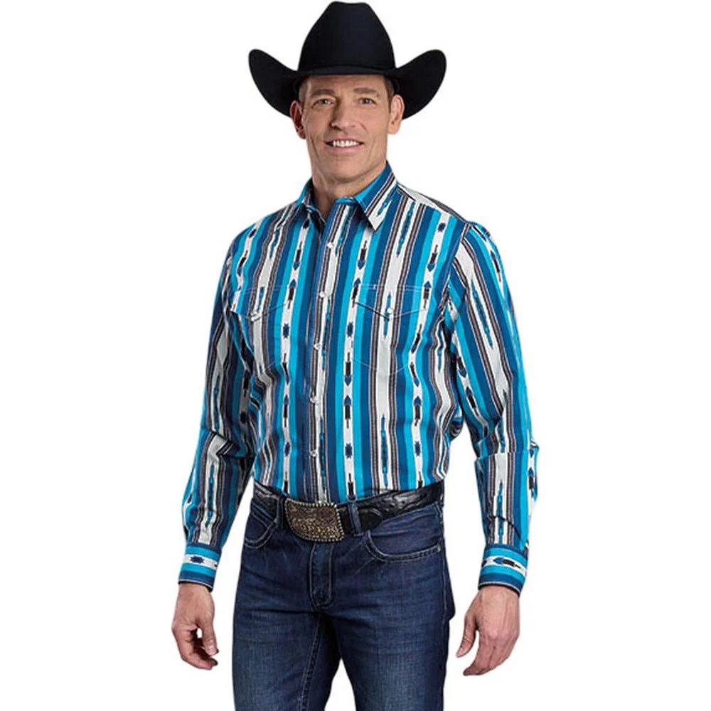 Roper - Mens Vertical Aztec Print Long Sleeve Western Shirt - Image 2