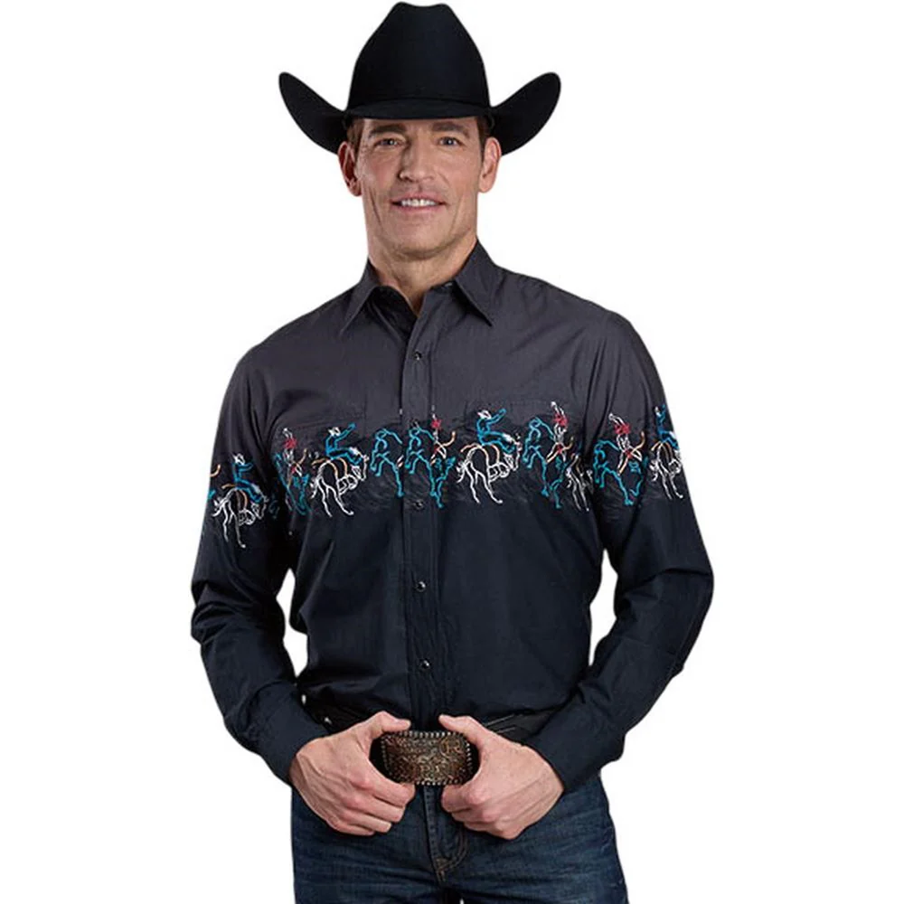 Roper - Mens Vintage Border Print Long Sleeve Western Shirt - Image 2