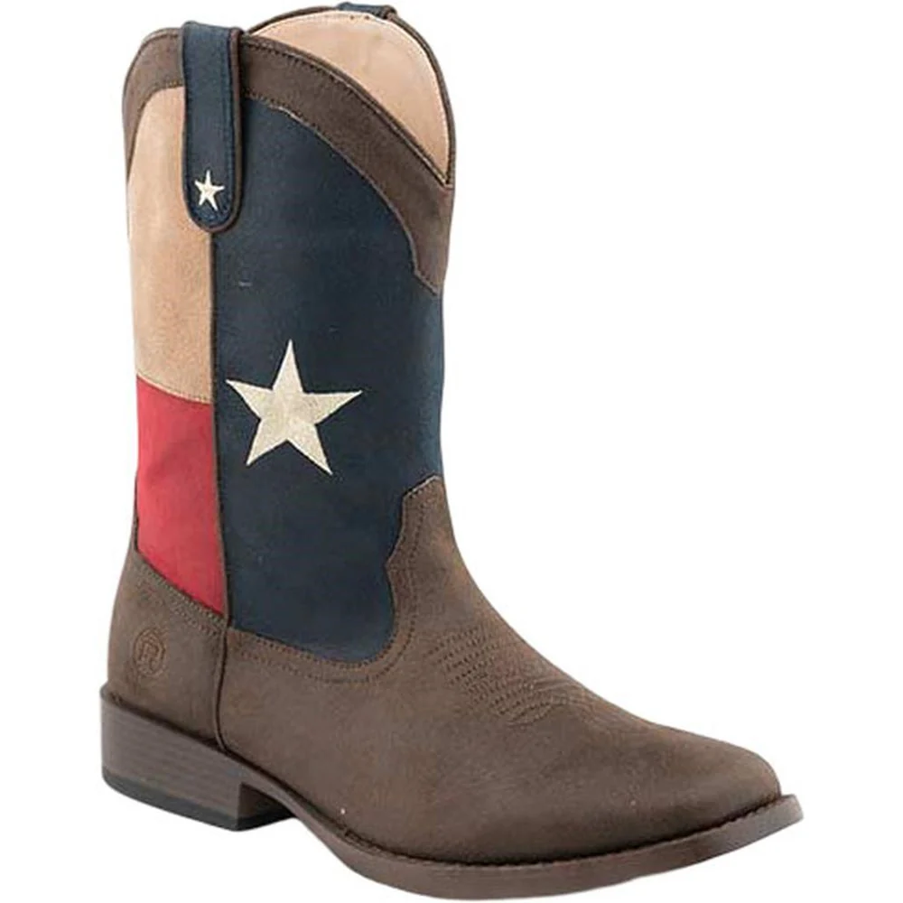 Roper - Toddlers Boots Lone Star Wide Square Toe Texas Flag
