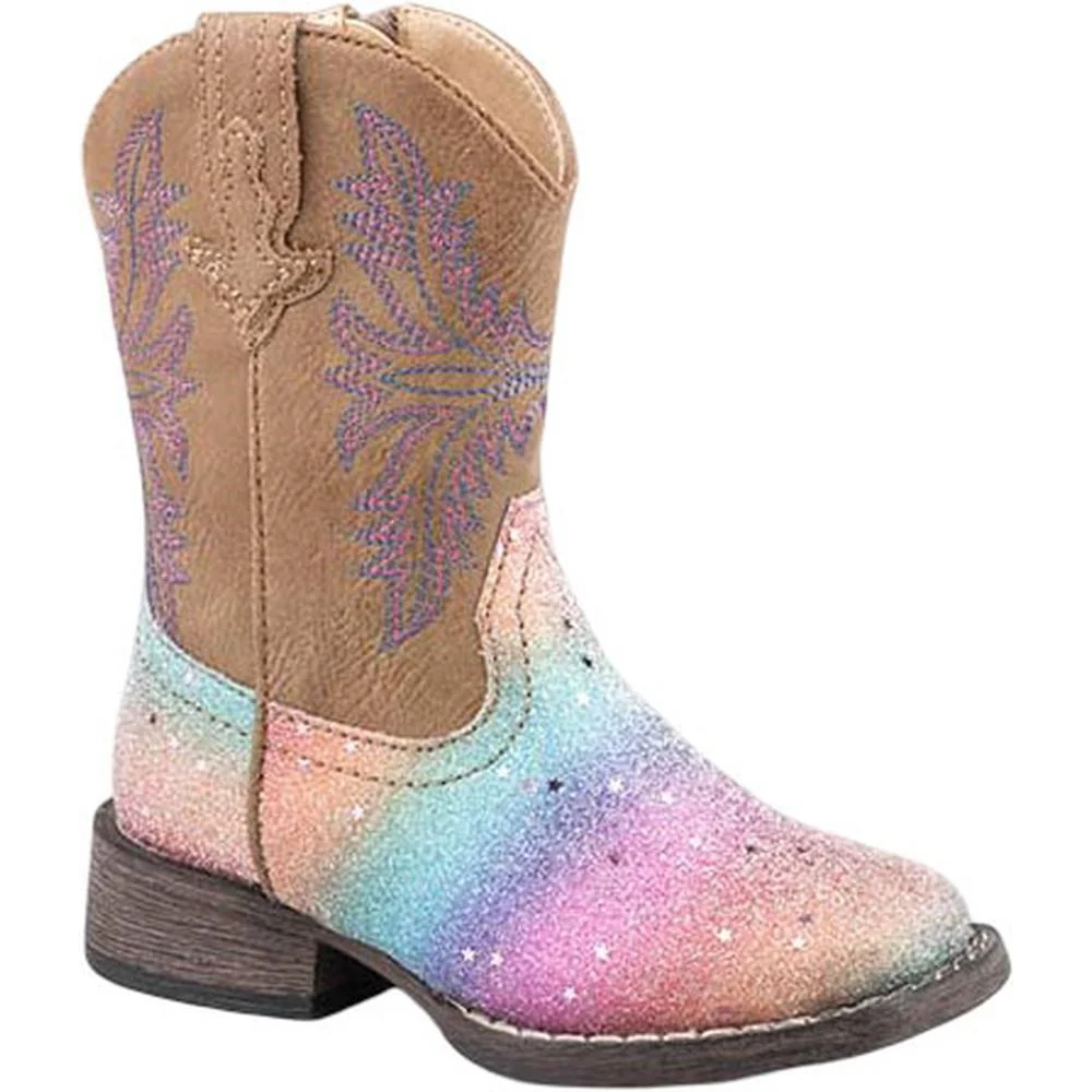 Roper - Toddlers Glitter Rainbow Western Boot