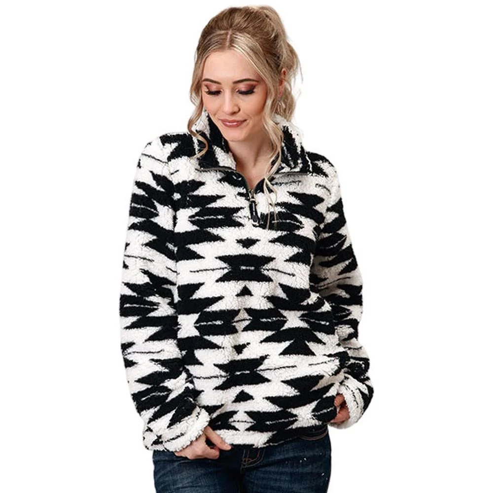 Roper - Womens Active Top Fuzzy Polar Fleece Pullover Quarter Zip - Image 2